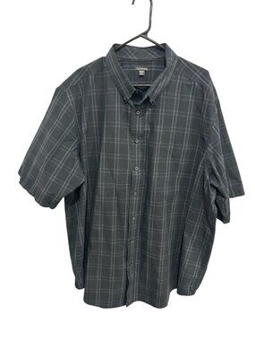 George 3XLT Mens Black Plaid Short Sleeve Button Down Shirt Retro Grungecore